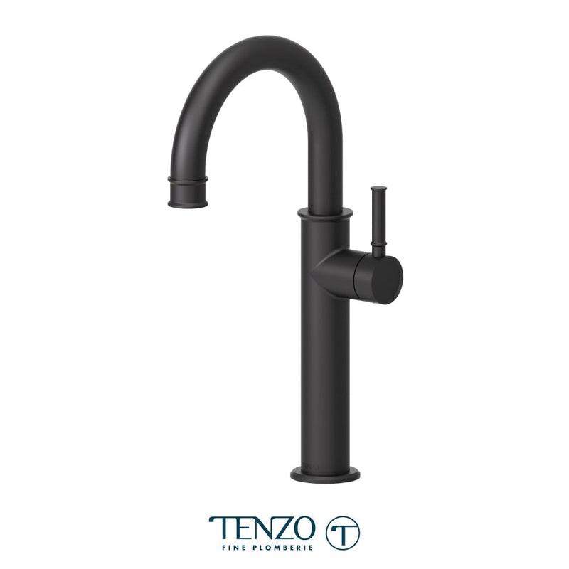 Tenzo Alyss Single Hole Tall Lavatory Faucet Matte Black - ALY12-MB