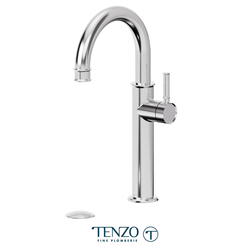 Tenzo Alyss Single Hole Tall Lavatory Faucet Chrome With (Overflow) Drain - ALY12-P-CR