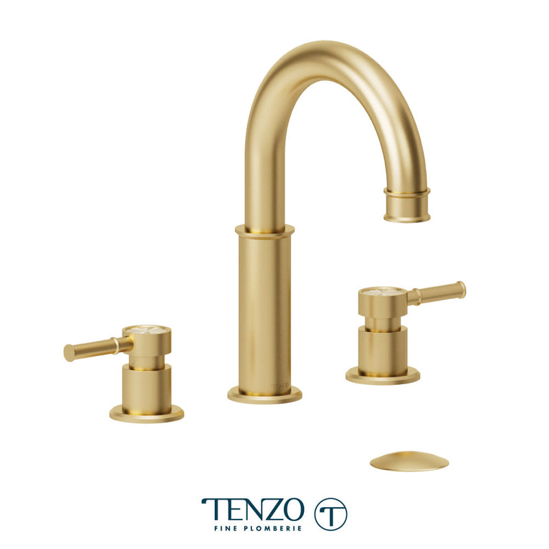 Tenzo Alyss 8in Lavatory Faucet Brushed Gold With (Overflow) Drain - ALY13-P-BG