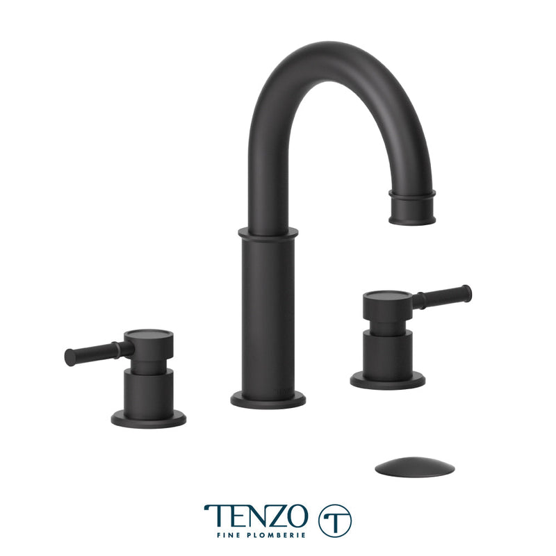Tenzo Alyss 8in Lavatory Faucet Matte Black With (Overflow) Drain - ALY13-P-MB