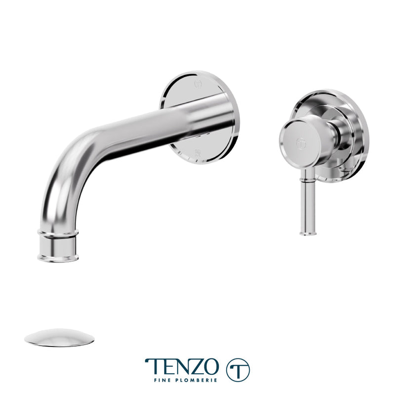 Tenzo Alyss Wall Mount Lavatory Faucet Chrome With (Overflow) Drain - ALY14-P-CR