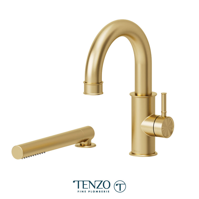 Tenzo Alyss Deck Mount 2 Pcs Tub Filler Brushed Gold - ALY31-BG