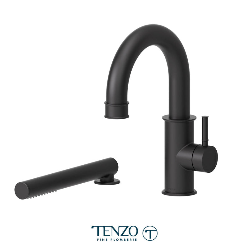 Tenzo Alyss Deck Mount 2 Pcs Tub Filler Matte Black - ALY31-MB