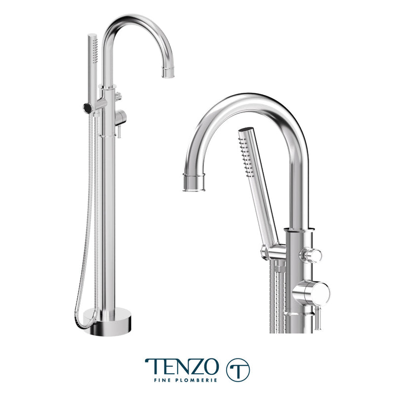 Tenzo Alyss Floor Mount 3 Pcs Tub Filler Chrome - ALY52-CR