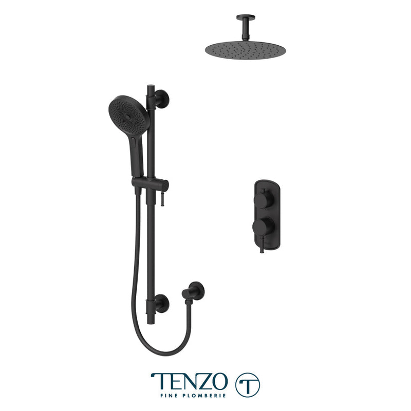 Tenzo Alyss T-Box Kit 2 Functions Pres Bal Matte Black Finish - ALYPB32-21131-MB
