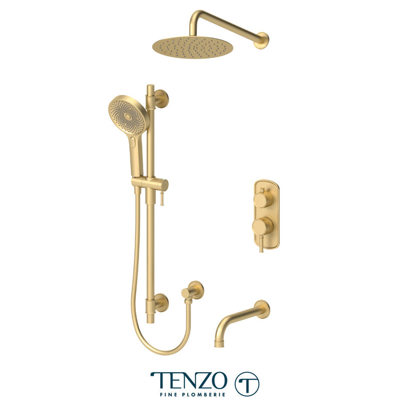 Tenzo Alyss T-Box Kit 3 Functions Pres Bal Brushed Gold Finish - ALYPB33-501115-BG