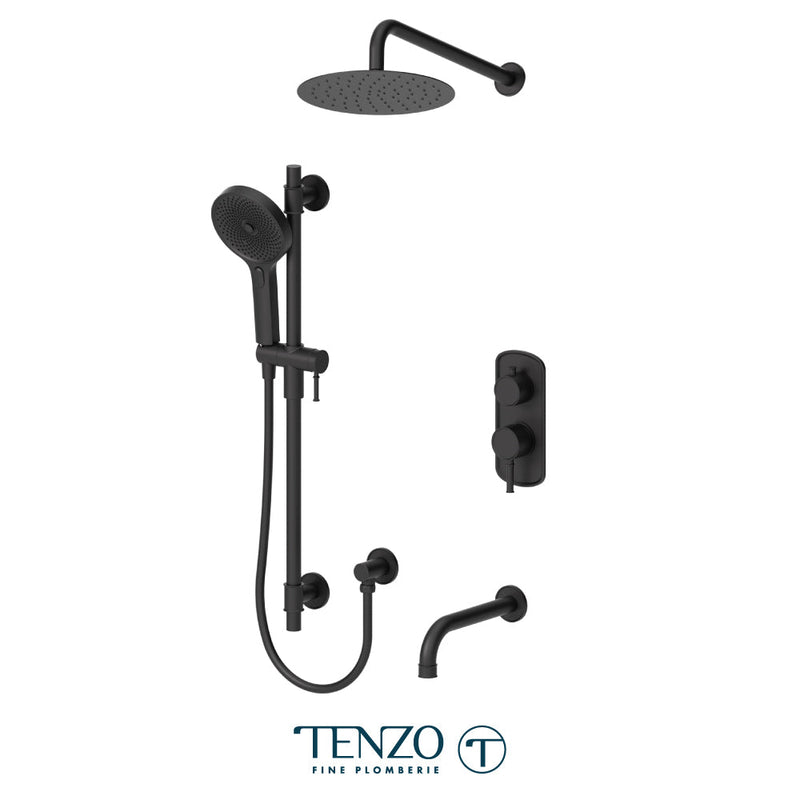 Tenzo Alyss T-Box Kit 3 Functions Pres Bal Matte Black Finish - ALYPB33-501115-MB
