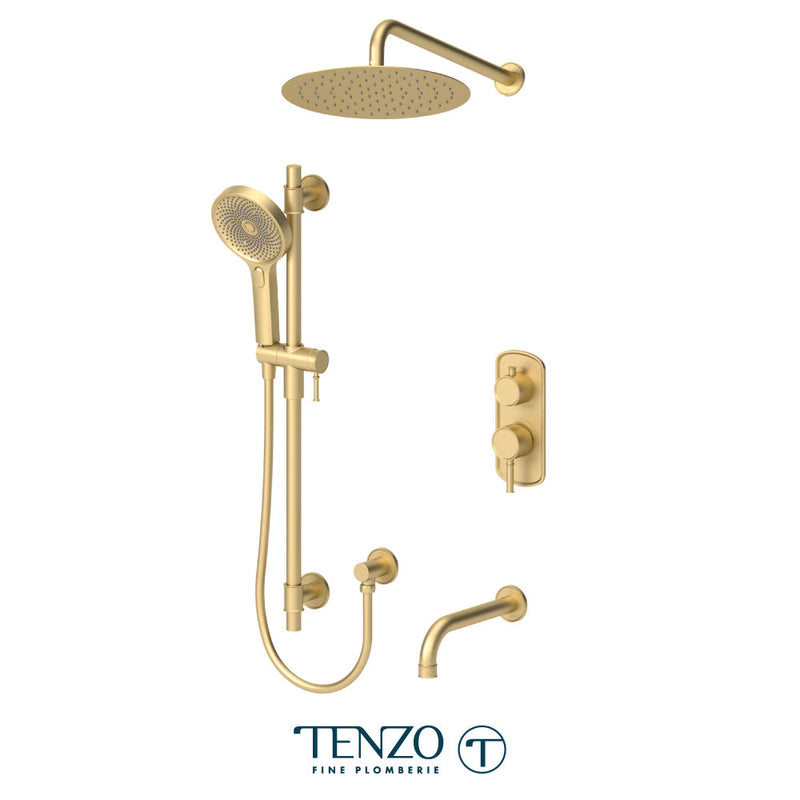 Tenzo Alyss T-Box Kit 3 Functions Pres Bal Brushed Gold Finish - ALYPB33-501125-BG