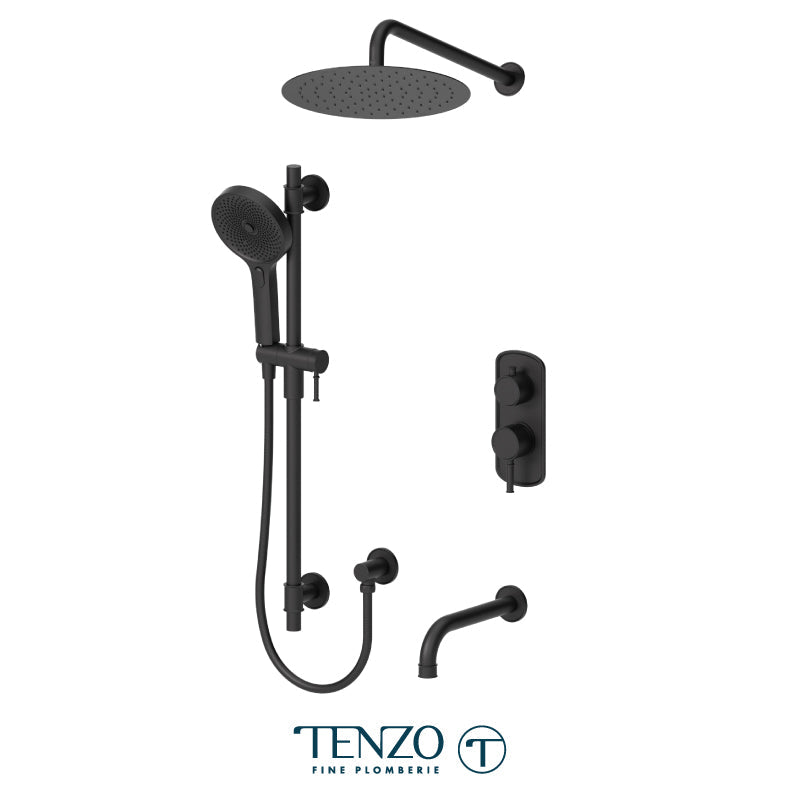 Tenzo Alyss T-Box Kit 3 Functions Pres Bal Matte Black Finish - ALYPB33-501125-MB