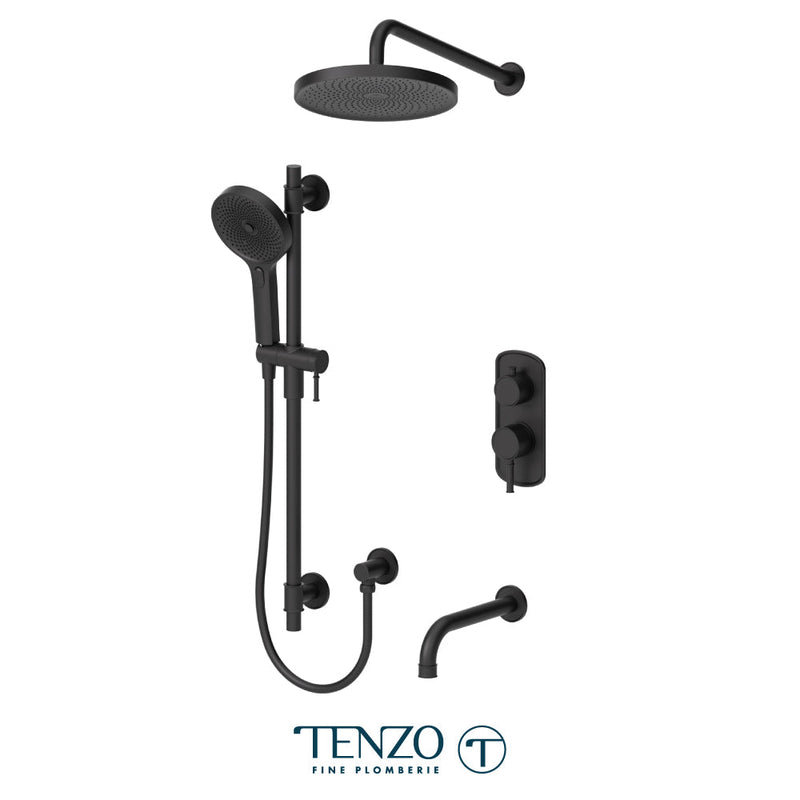 Tenzo Alyss T-Box Kit 3 Functions Pres Bal Matte Black Finish - ALYPB33-501145-MB