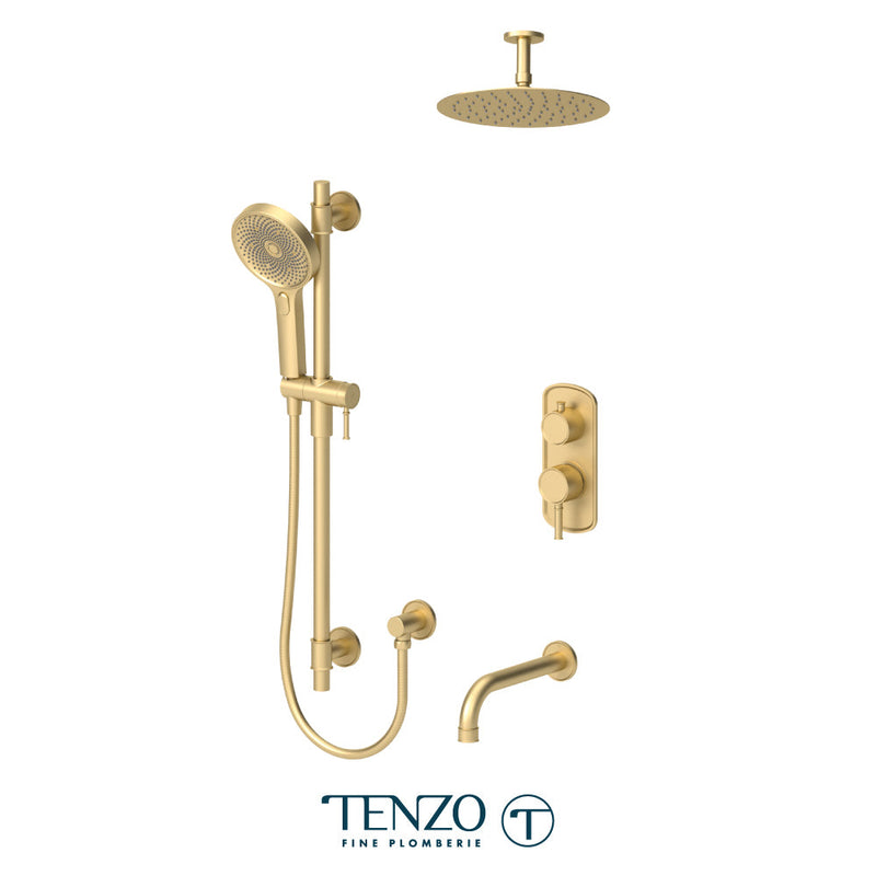 Tenzo Alyss T-Box Kit 3 Functions Pres Bal Brushed Gold Finish - ALYPB33-511315-BG