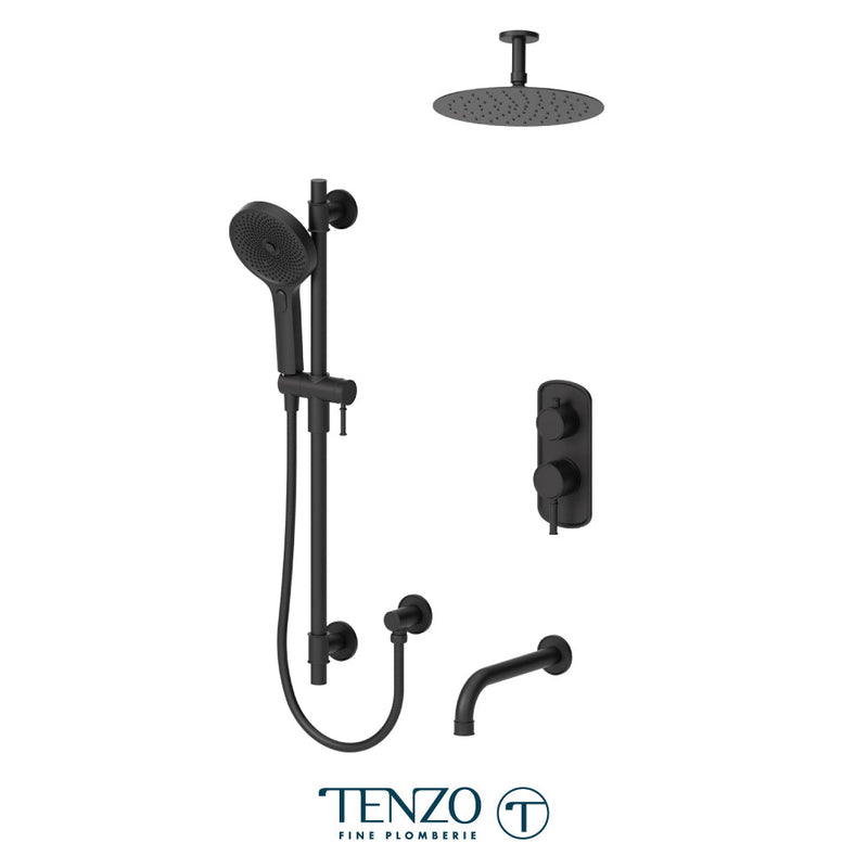 Tenzo Alyss T-Box Kit 3 Functions Pres Bal Matte Black Finish - ALYPB33-511315-MB