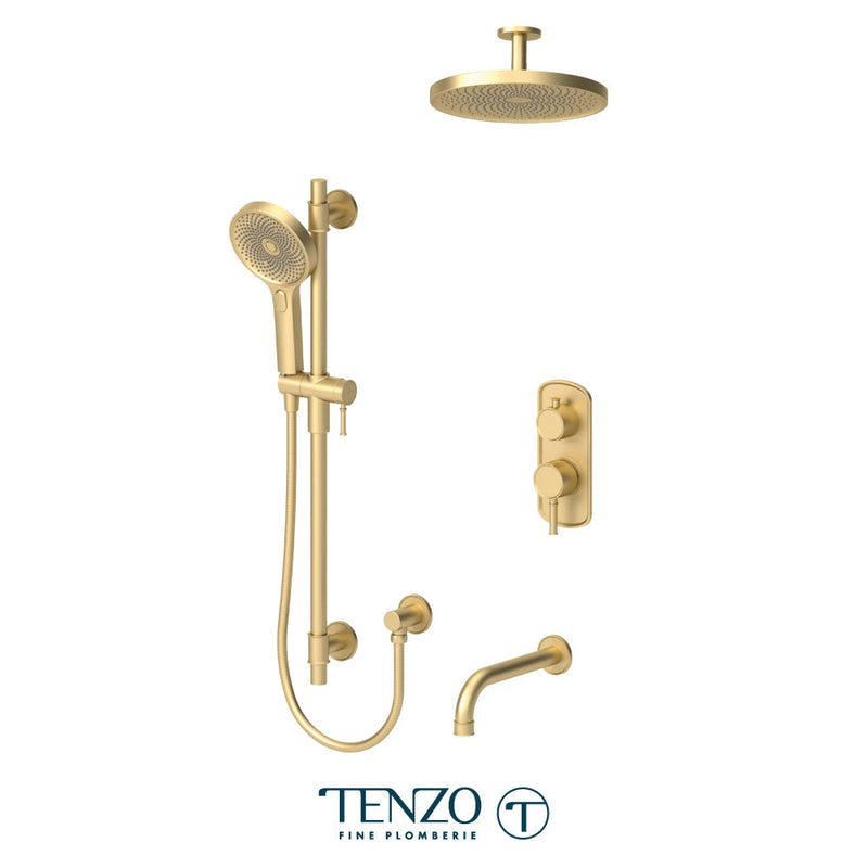 Tenzo Alyss T-Box Kit 3 Functions Pres Bal Brushed Gold Finish - ALYPB33-511345-BG