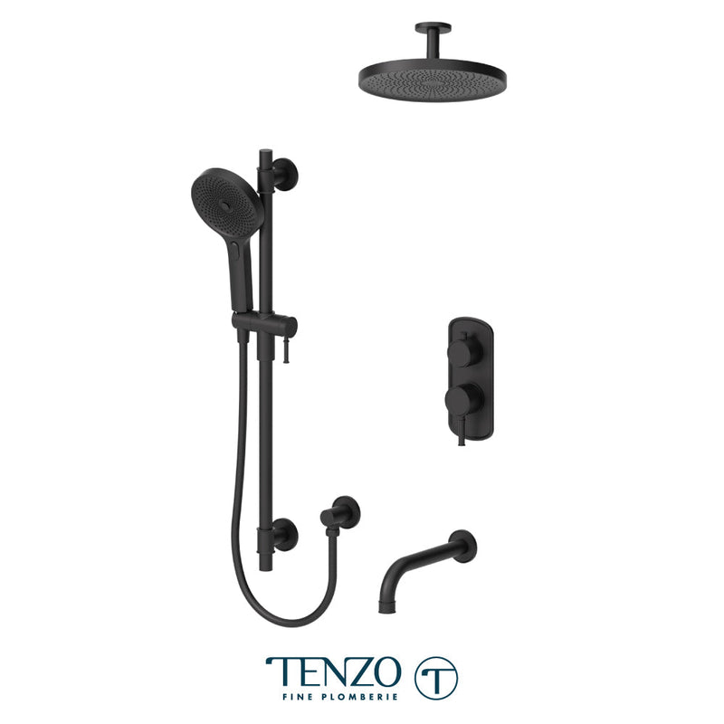 Tenzo Alyss T-Box Kit 3 Functions Pres Bal Matte Black Finish - ALYPB33-511345-MB