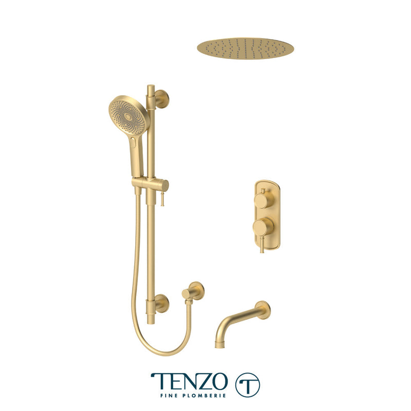 Tenzo Alyss T-Box Kit 3 Functions Pres Bal Brushed Gold Finish - ALYPB33-511655-BG