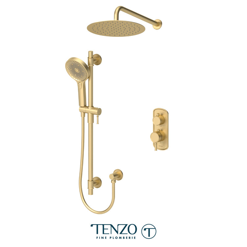 Tenzo Alyss T-Box Kit 2 Functions Thermo Brushed Gold Finish - ALYT32-20112-BG