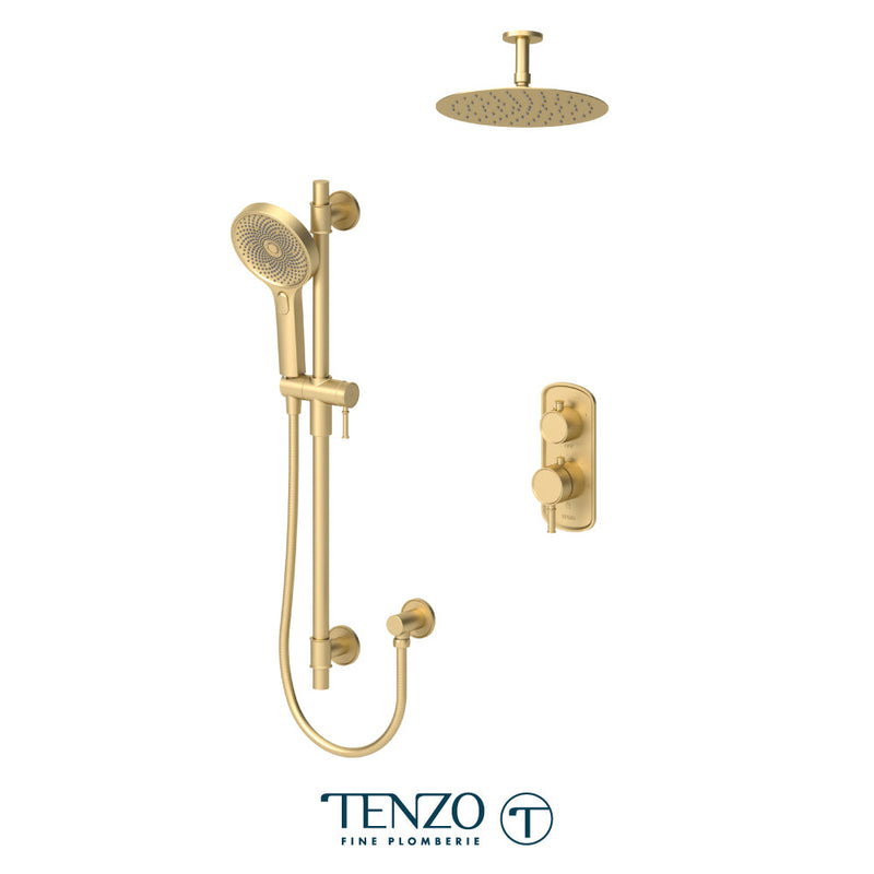 Tenzo Alyss T-Box Kit 2 Functions Thermo Brushed Gold Finish - ALYT32-21131-BG
