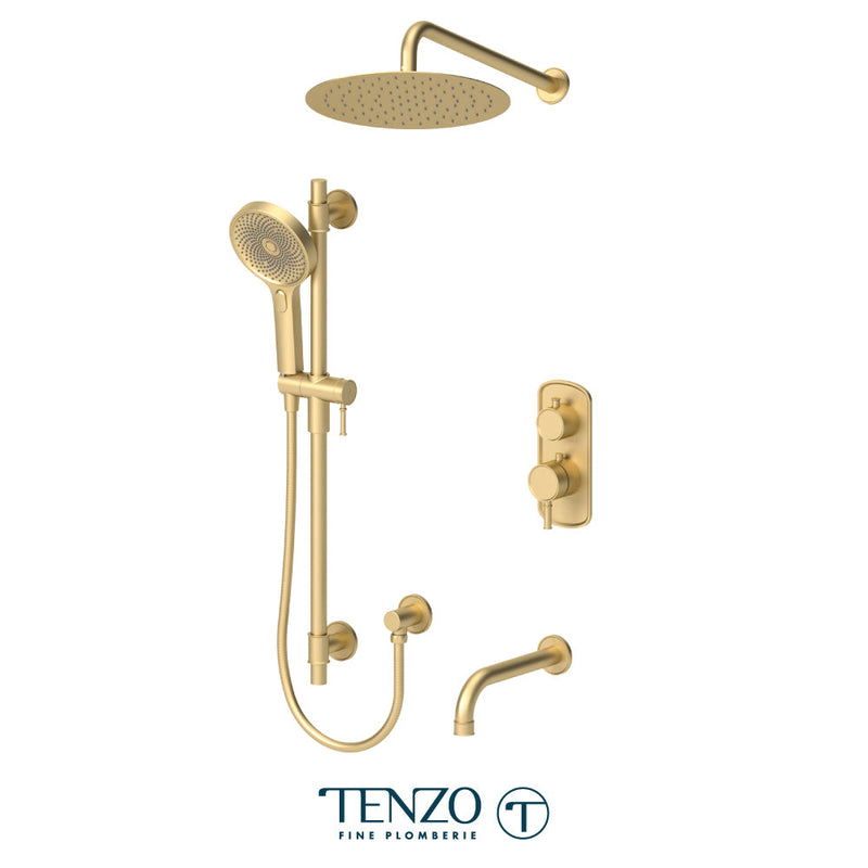 Tenzo Alyss T-Box Kit 3 Functions Thermo Brushed Gold Finish - ALYT33-501125-BG