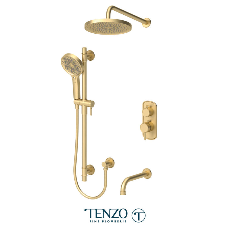 Tenzo Alyss T-Box Kit 3 Functions Thermo Brushed Gold Finish - ALYT33-501145-BG