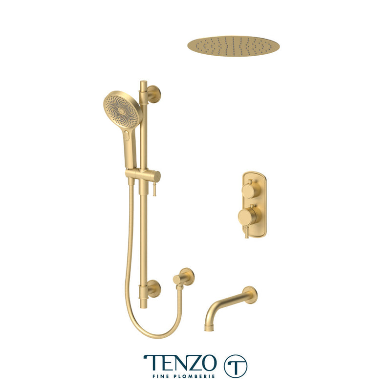 Tenzo Alyss T-Box Kit 3 Functions Thermo Brushed Gold Finish - ALYT33-511655-BG