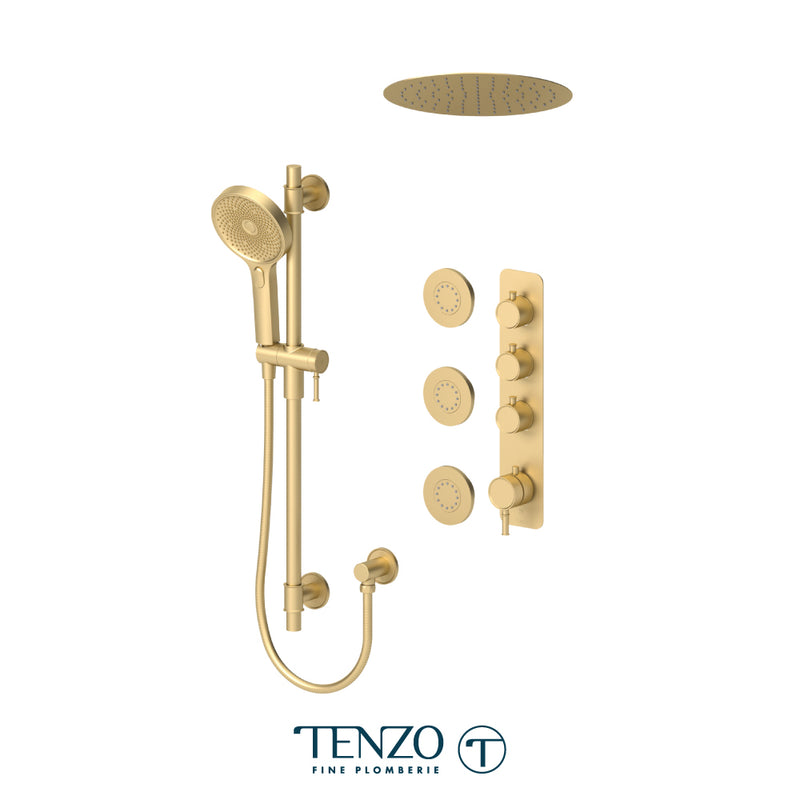 Tenzo Alyss Extenza Kit 3 Functions Thermo Brushed Gold Finish - ALYT43-601658-BG