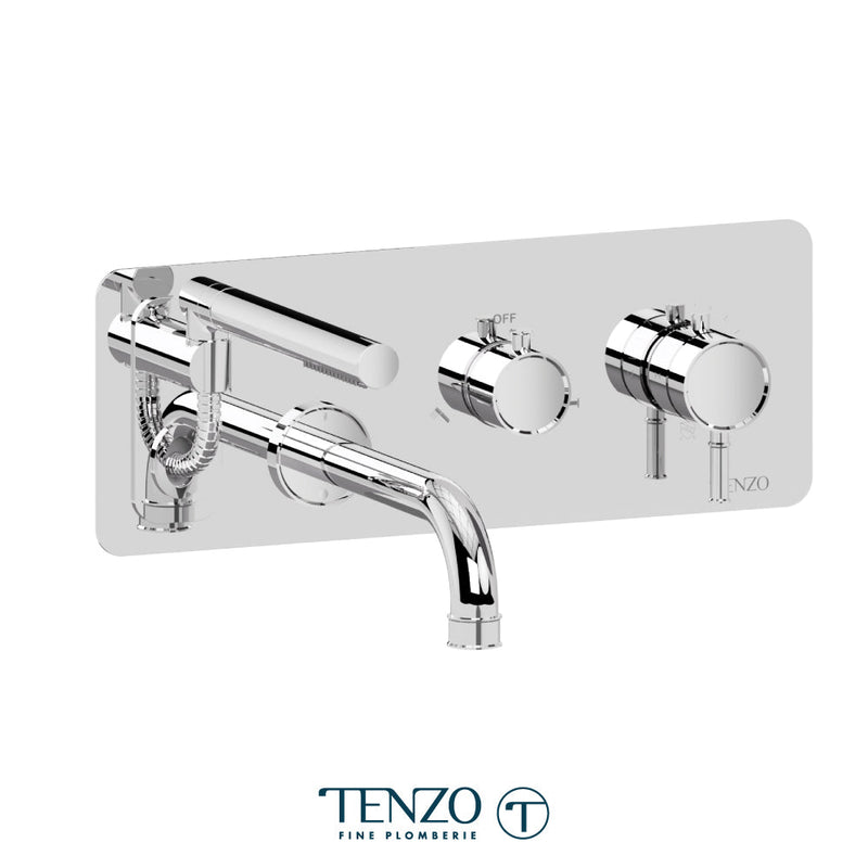 Tenzo Alyss Wall Mount Tub Faucet With Retractable Hose Chrome - ALYT73-CR