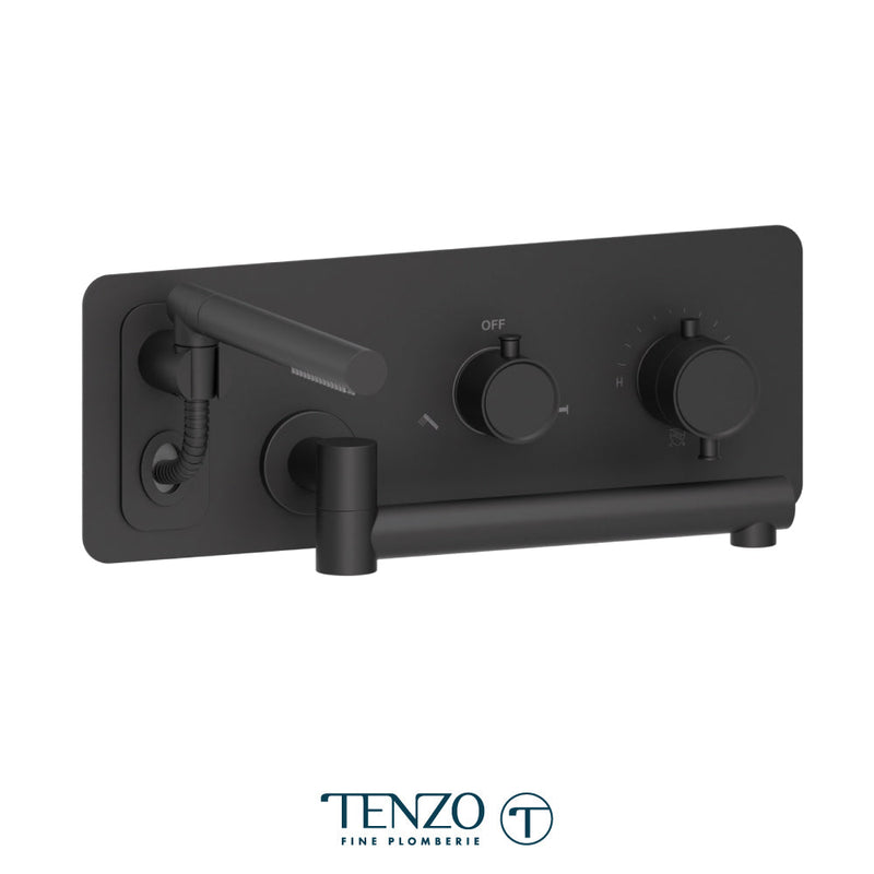 Tenzo Alyss Wall Mount Tub Faucet With Swivel Spout Matte Black - ALYT74-MB