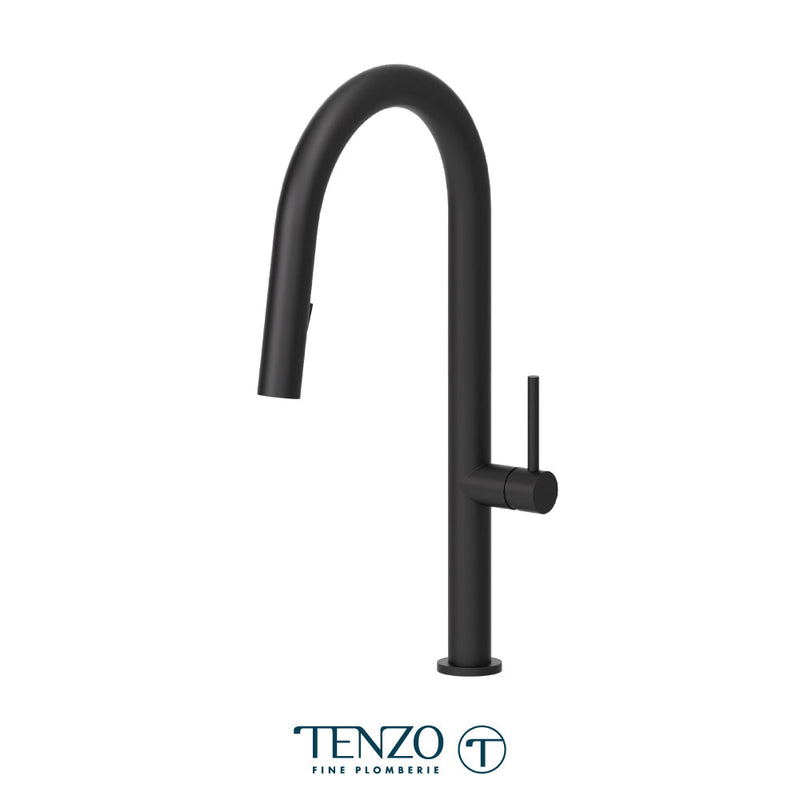 Tenzo Amador Single-Handle Kitchen Faucet With Pull-Down & 2-Function Hand Shower Matte Black - AM130-MB