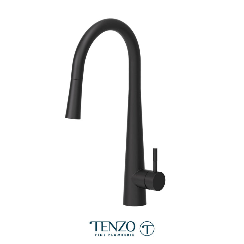 Tenzo Aviva Single-Handle Kitchen Faucet With Pull-Down & 2-Function Hand Shower Matte Black - AV130-MB