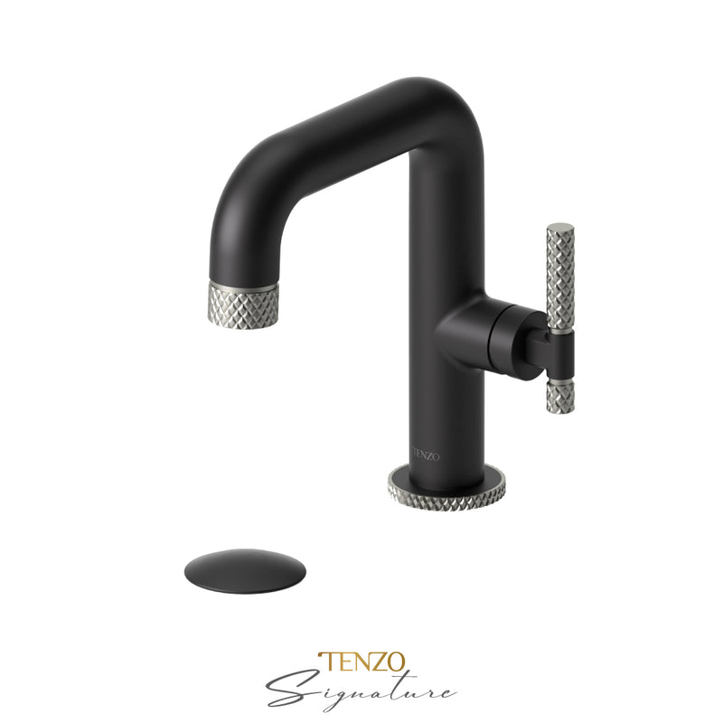 Tenzo Bellacio-C Single Hole Lavatory Faucet With (W/O Overflow) Drain Matte Black/Brushed Nickel - BE10-C-W-MB-BN
