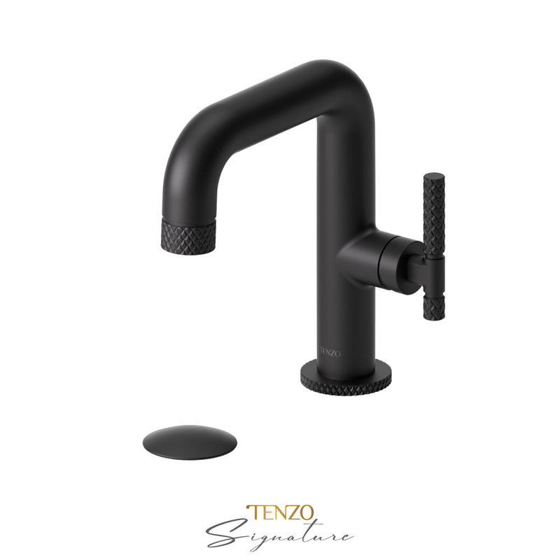 Tenzo Bellacio-C Single Hole Lavatory Faucet With (Overflow) Drain Matte Black - BE10-C-P-MB