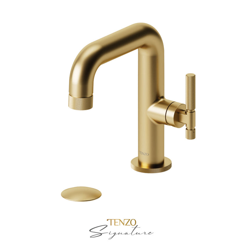 Tenzo Bellacio-F Single Hole Lavatory Faucet With (Overflow) Drain Brushed Gold - BE10-F-P-BG