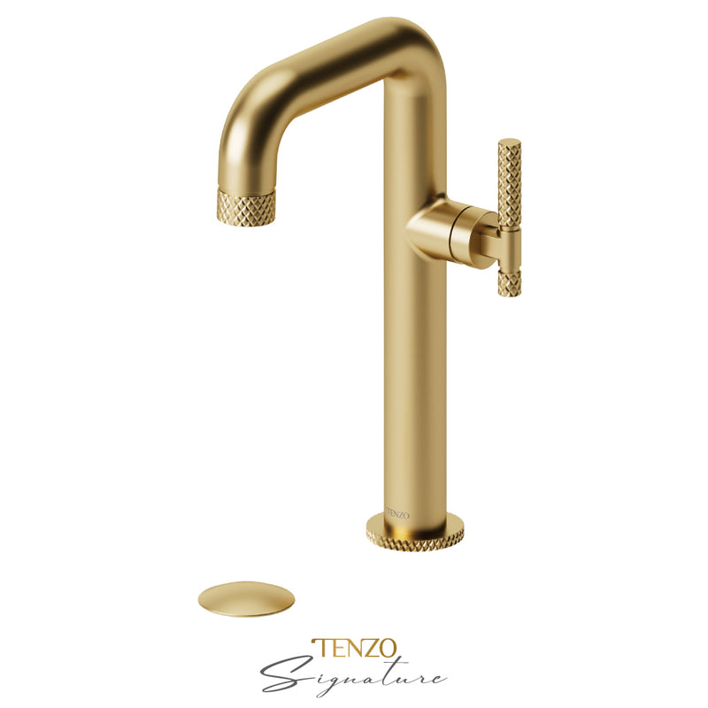 Tenzo Bellacio-C Tall Single Lavatory Faucet With (W/O Overflow) Drain Brushed Gold - BE10H-C-W-BG