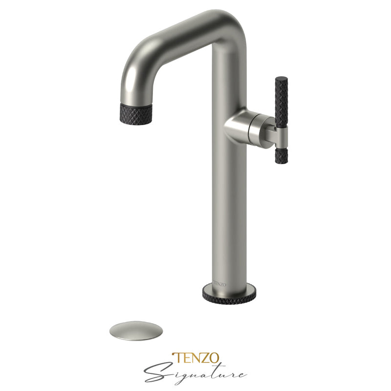 Tenzo Bellacio-C Tall Single Lavatory Faucet With (Overflow) Drain Brushed Nickel/Matte Black - BE10H-C-P-BN-MB