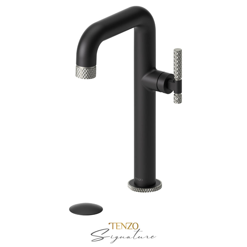 Tenzo Bellacio-C Tall Single Lavatory Faucet With (W/O Overflow) Drain Matte Black/Brushed Nickel - BE10H-C-W-MB-BN