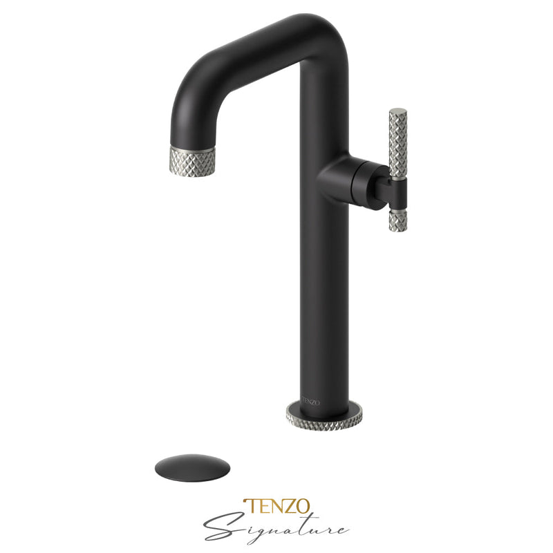 Tenzo Bellacio-C Tall Single Lavatory Faucet With (Overflow) Drain Matte Black/Brushed Nickel - BE10H-C-P-MB-BN