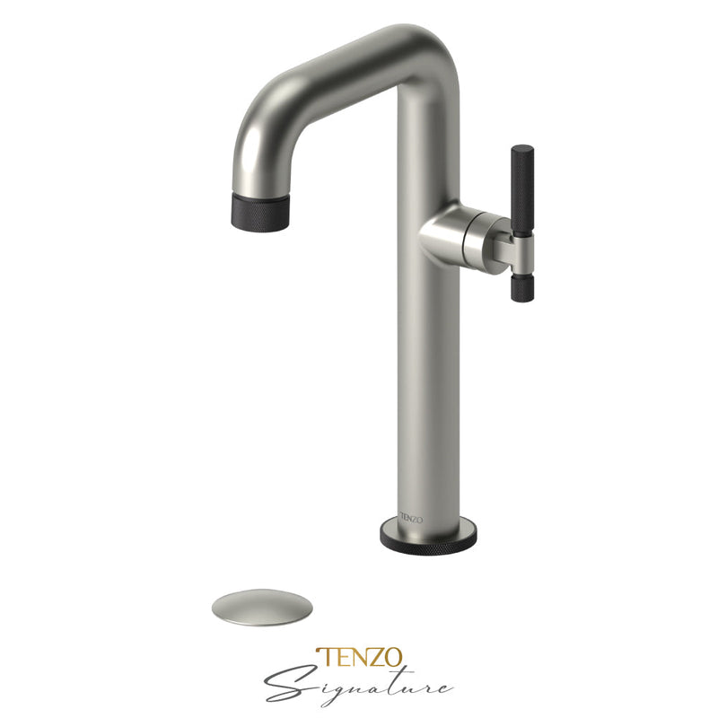 Tenzo Bellacio-F Tall Single Lavatory Faucet With (Overflow) Drain Brushed Nickel/Matte Black - BE10H-F-P-BN-MB