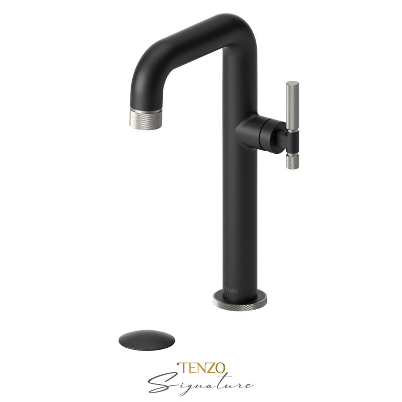 Tenzo Bellacio-F Tall Single Lavatory Faucet With (Overflow) Drain Matte Black/Brushed Nickel - BE10H-F-P-MB-BN