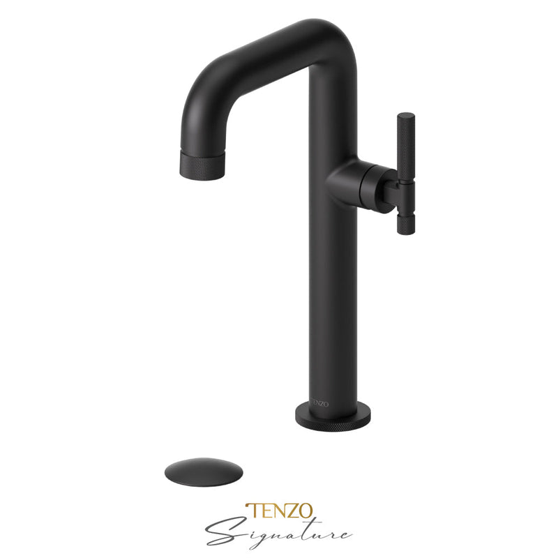 Tenzo Bellacio-F Tall Single Lavatory Faucet With (Overflow) Drain Matte Black - BE10H-F-P-MB