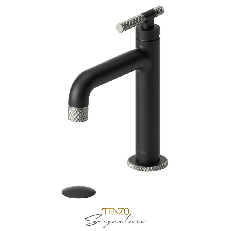Tenzo Bellacio-C Single Hole Lavatory Faucet With (W/O Overflow) Drain Matte Black/Brushed Nickel - BE11-C-W-MB-BN