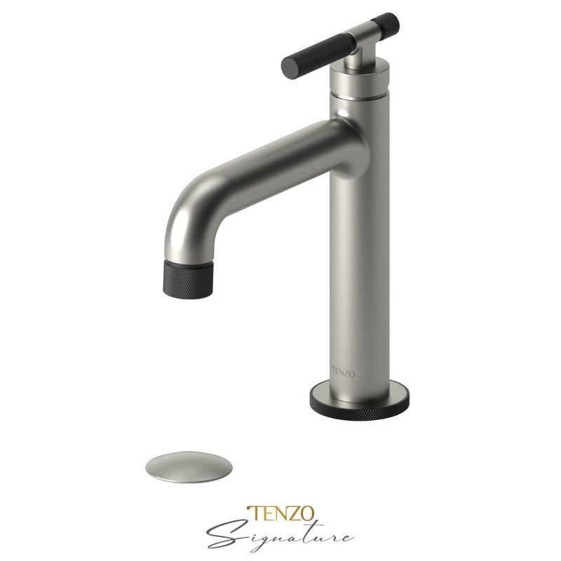 Tenzo Bellacio-F Single Hole Lavatory Faucet With (Overflow) Drain Brushed Nickel/Matte Black - BE11-F-P-BN-MB