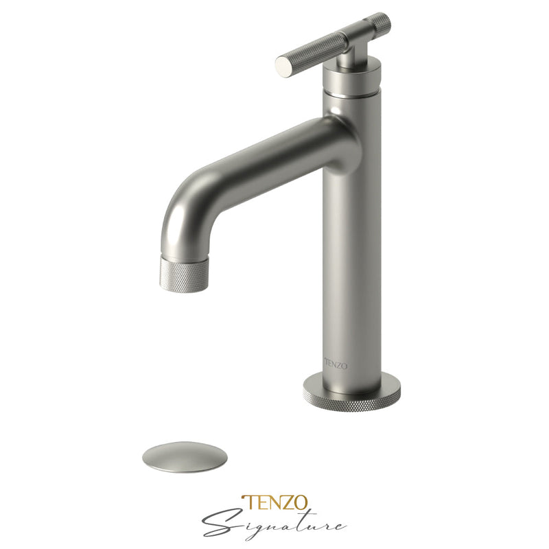 Tenzo Bellacio-F Single Hole Lavatory Faucet With (Overflow) Drain Brushed Nickel - BE11-F-P-BN