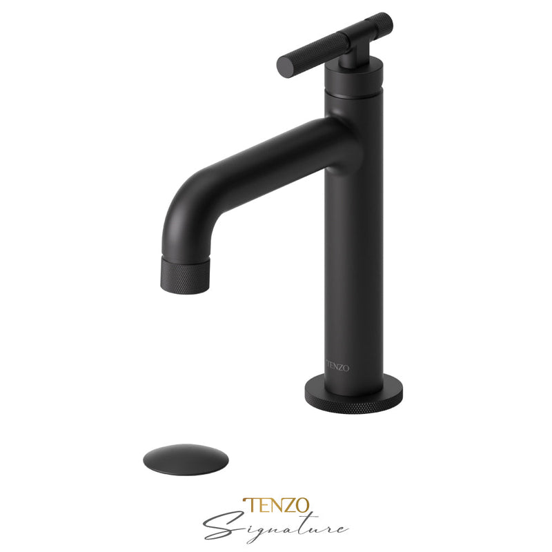 Tenzo Bellacio-F Single Hole Lavatory Faucet With (Overflow) Drain Matte Black - BE11-F-P-MB