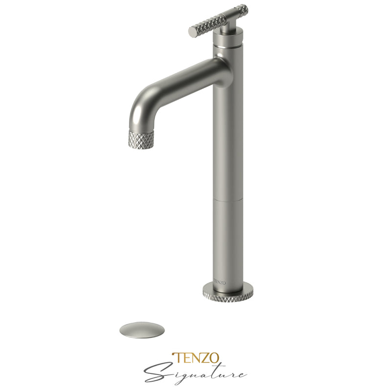 Tenzo Bellacio-C Tall Single Lavatory Faucet With (W/O Overflow) Drain Brushed Nickel - BE11H-C-W-BN
