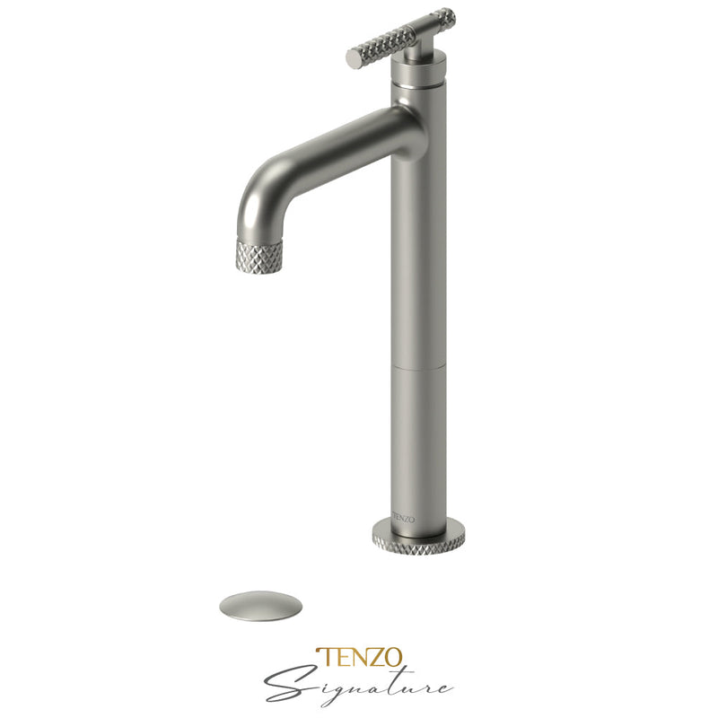 Tenzo Bellacio-C Tall Single Lavatory Faucet With (Overflow) Drain Brushed Nickel - BE11H-C-P-BN