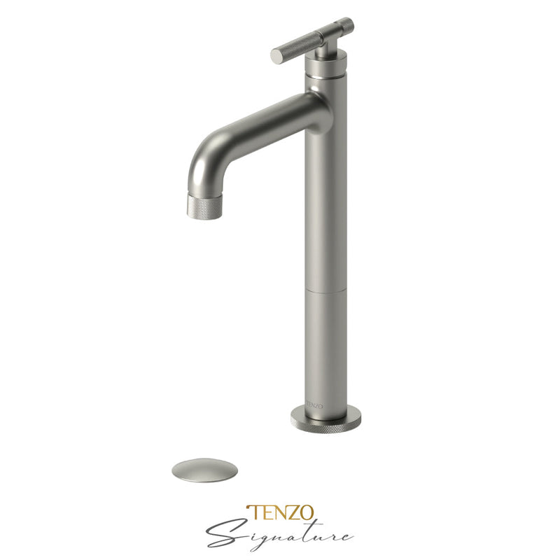 Tenzo Bellacio-F Tall Single Lavatory Faucet With (Overflow) Drain Brushed Nickel - BE11H-F-P-BN
