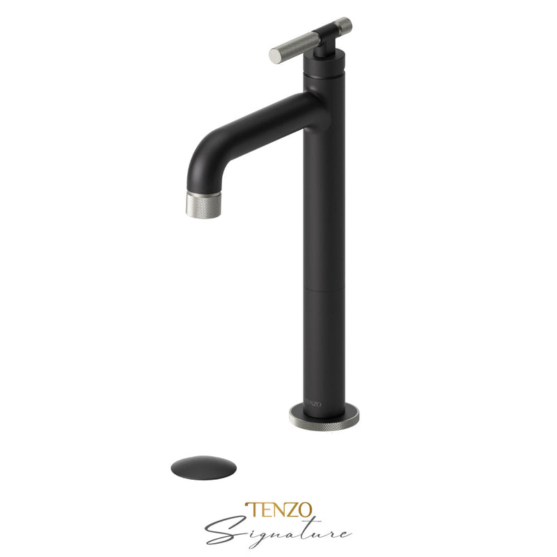 Tenzo Bellacio-F Tall Single Lavatory Faucet With (Overflow) Drain Matte Black/Brushed Nickel - BE11H-F-P-MB-BN