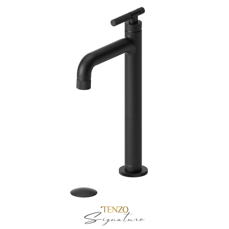 Tenzo Bellacio-F Tall Single Lavatory Faucet With (Overflow) Drain Matte Black - BE11H-F-P-MB