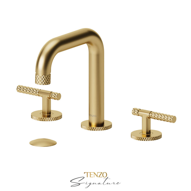 Tenzo Bellacio-C 8in Lavatory Faucet With (Overflow) Drain Brushed Gold - BE13-C-P-BG
