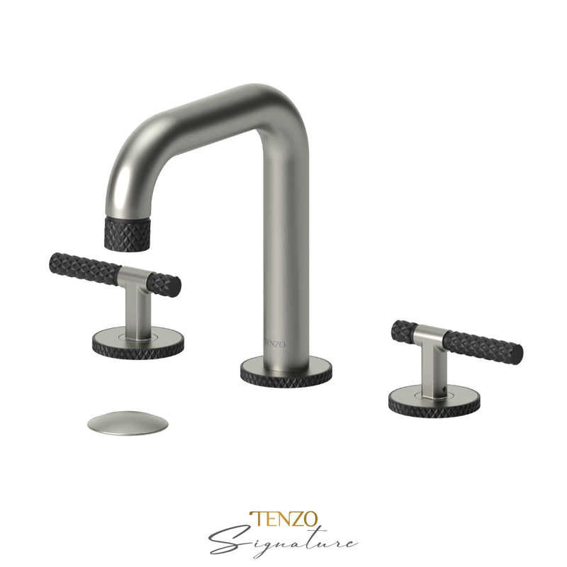 Tenzo Bellacio-C 8in Lavatory Faucet With (W/O Overflow) Drain Brushed Nickel/Matte Black - BE13-C-W-BN-MB